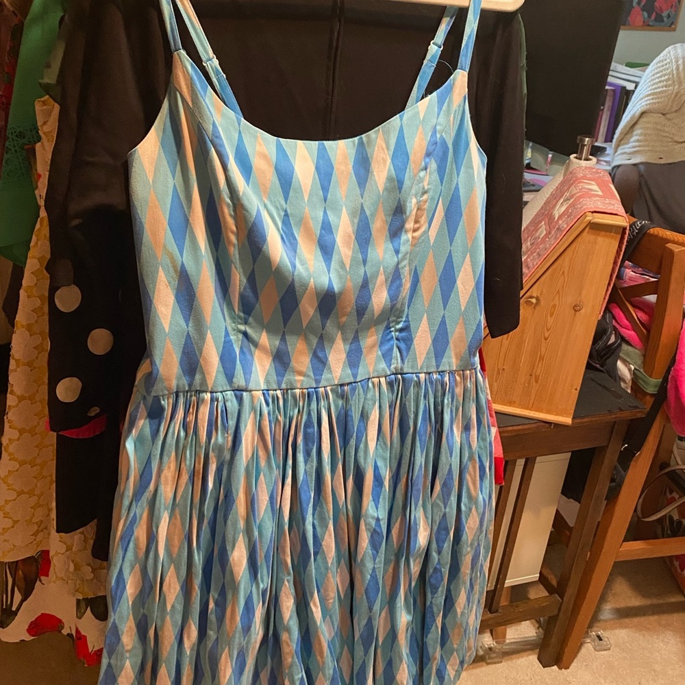 Pinup couture Jenny blue harlequin print